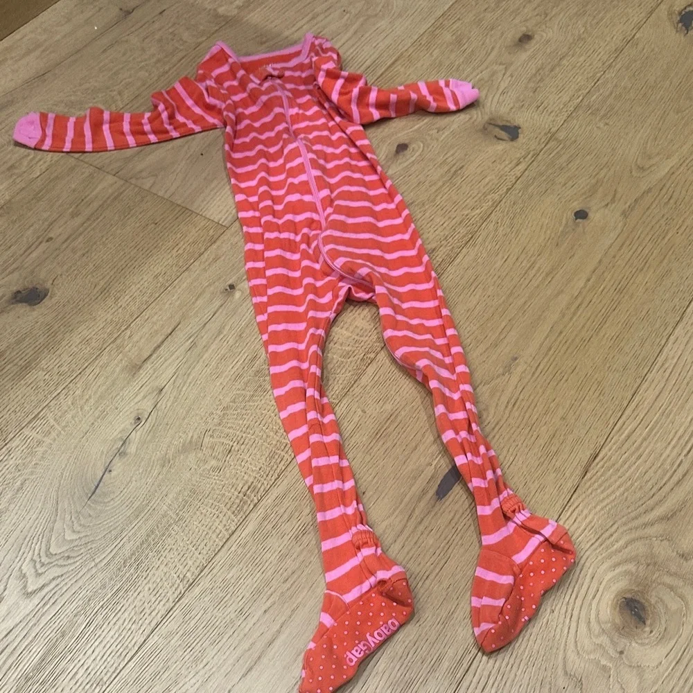 GAP Pink and Orange Striped Kids Footie 3Y